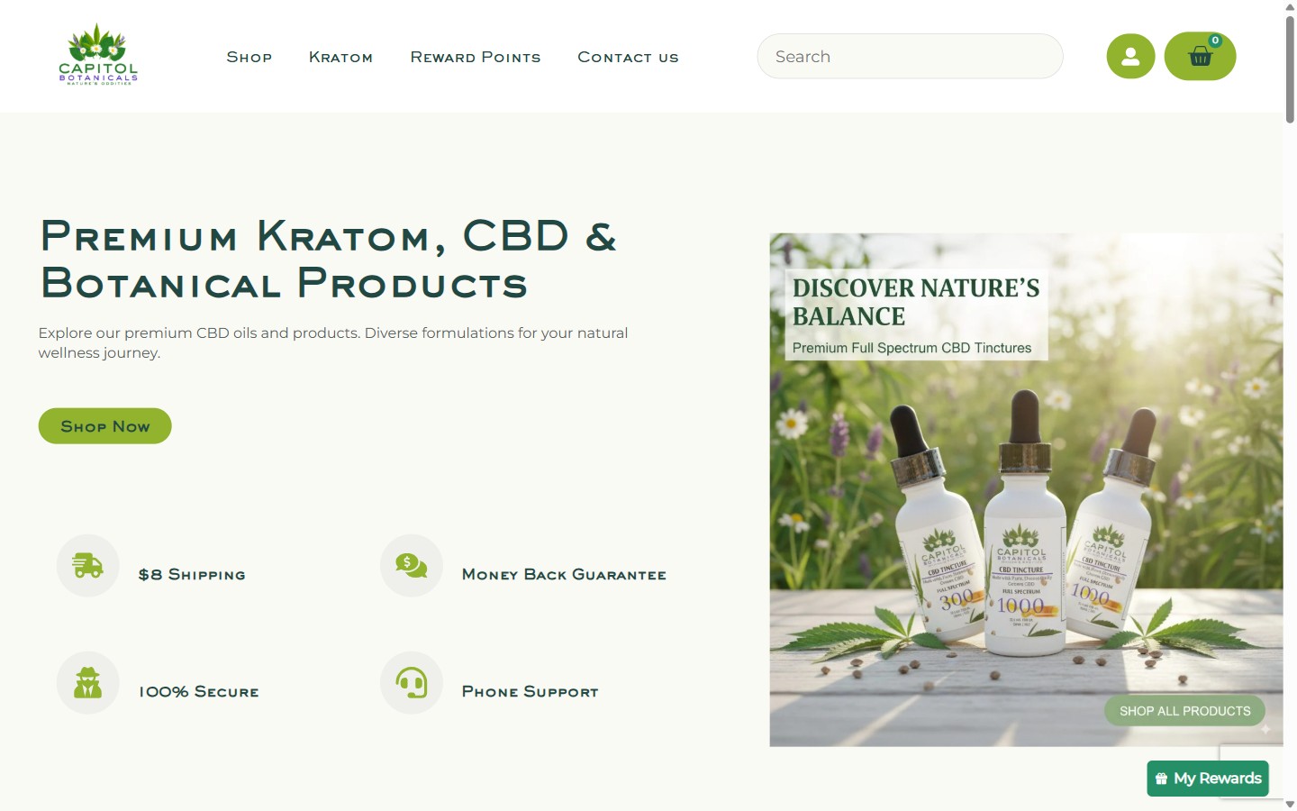 Capitol Botanicals website screenshot