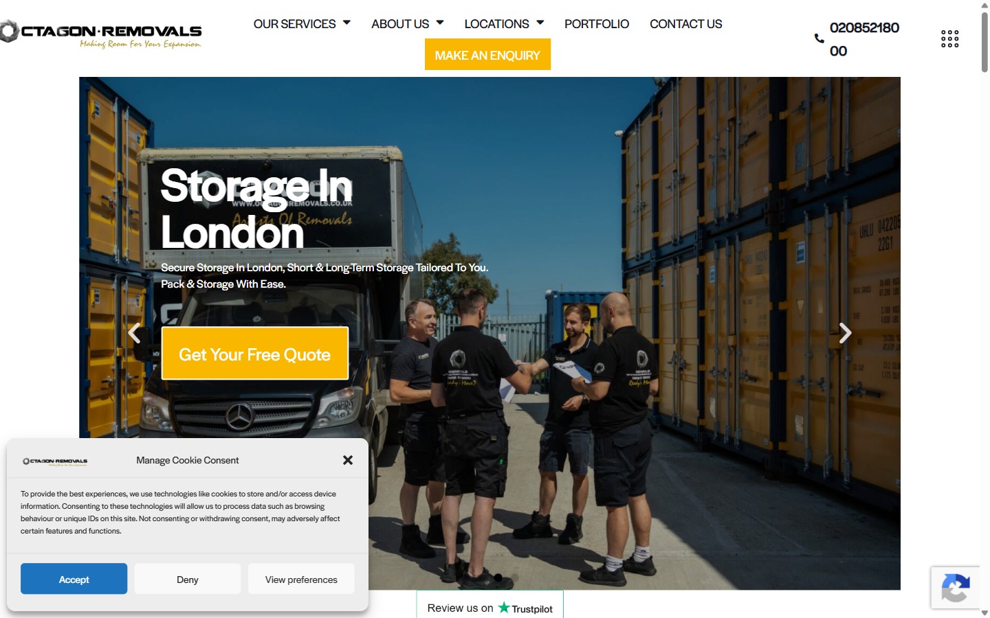 Octagon Removals website screenshot