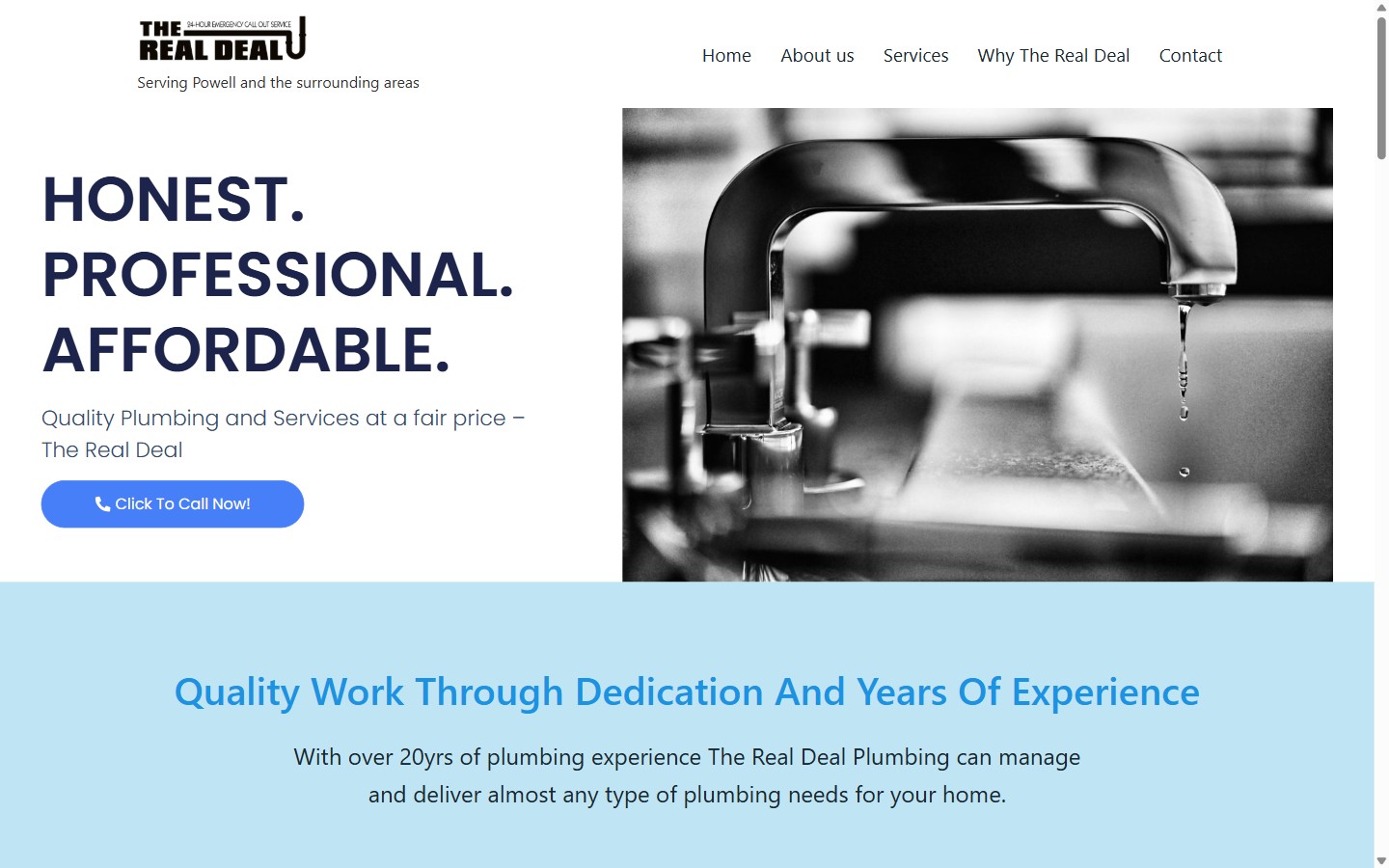 Screenshot of The Real Deal Plumbing website